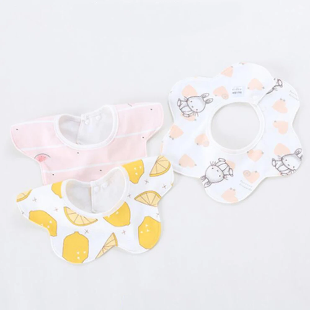 5Pcs/Lot Waterproof Baby Bibs Cotton Flower Shape Round Neck Saliva Towel Infant Lunch Feeding Burp Cloths Newborn Accessories