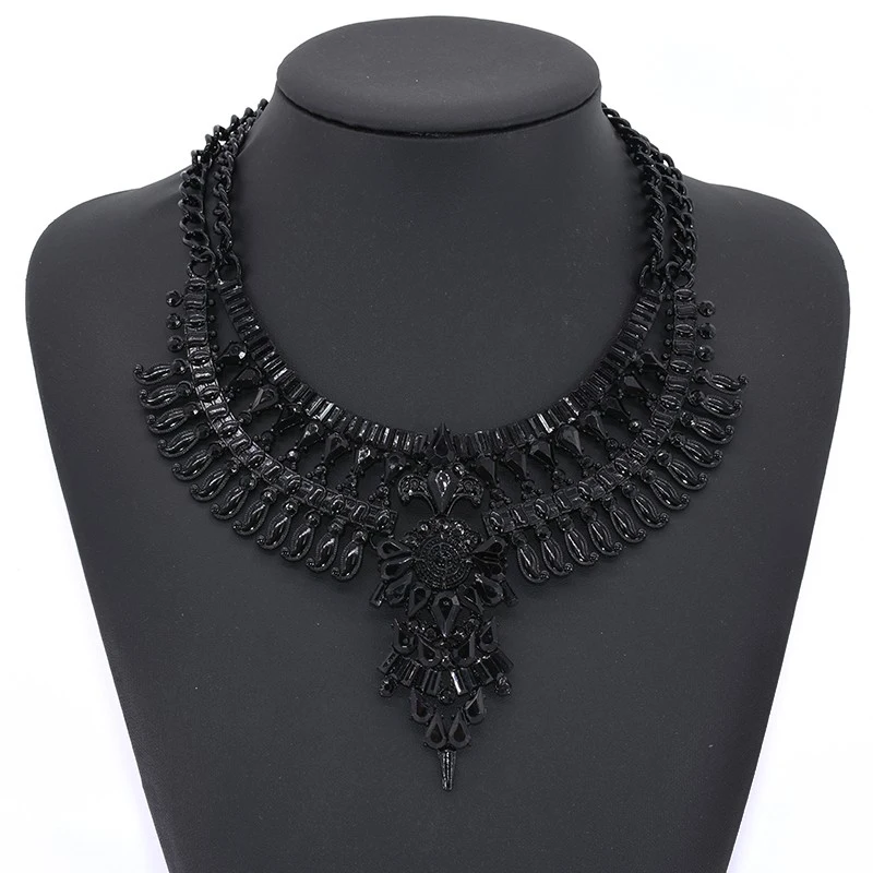 New Antique Crystal Gem Choker Luxury Bridal Rhinestone Vintage Maxi Statement Necklace Collar Women Bijoux Accessory