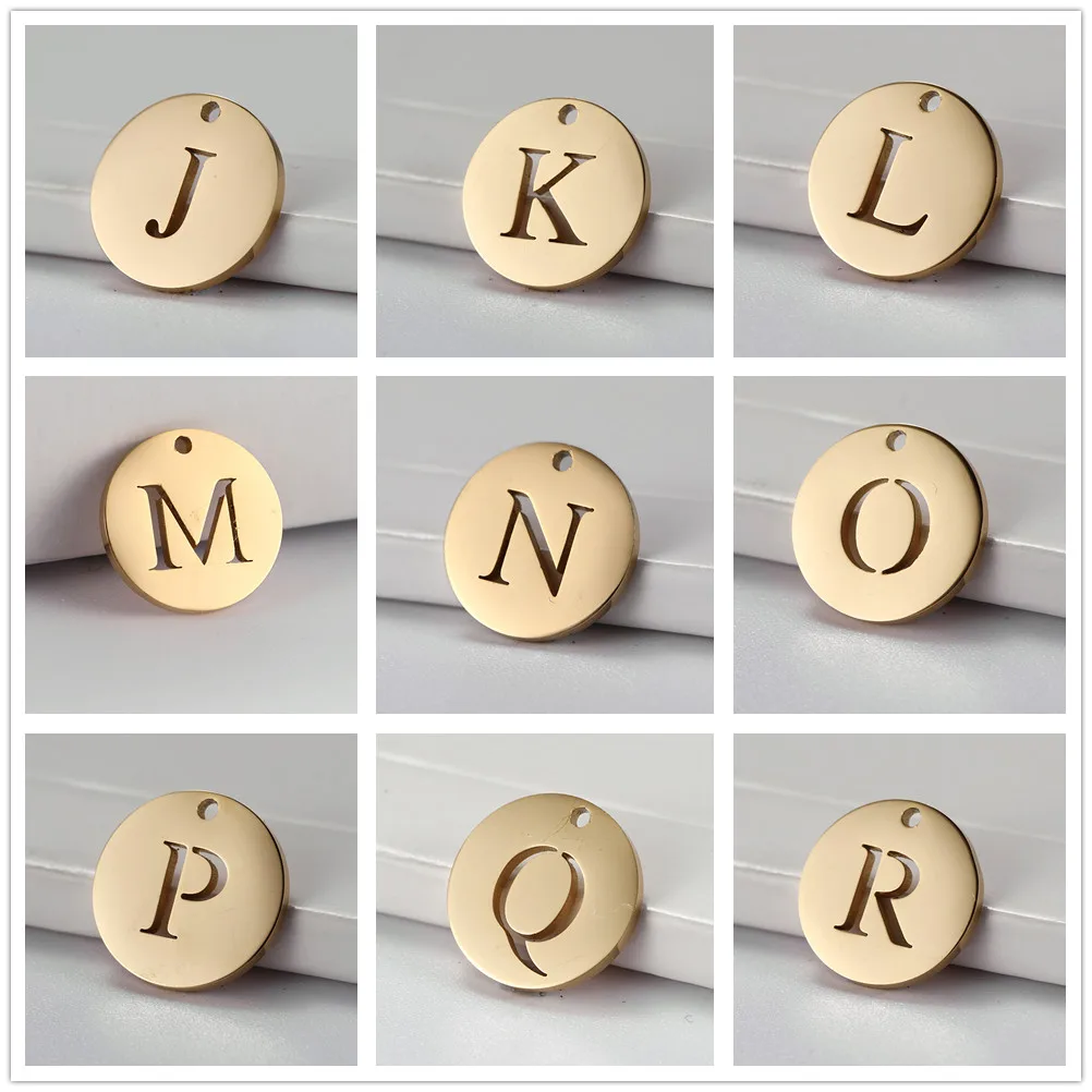 10 Stück/Set 26 Goldfarbene Großbuchstaben DIY Anhänger Edelstahl Alphabet Charm für Halskette Armband Ohrring Schmuckherstellung – Detail 4
