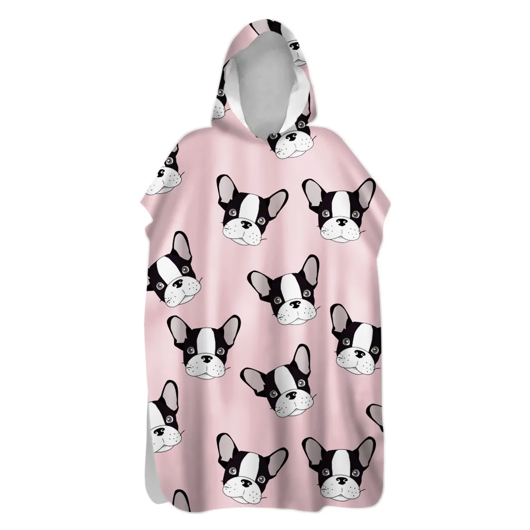 Pet Cartoon Dog Pattern Double-Faced Fleece Lightweight Quick Dry Beach Towel Warm Change Bathrobe Hooded Surf Cloak 2021New