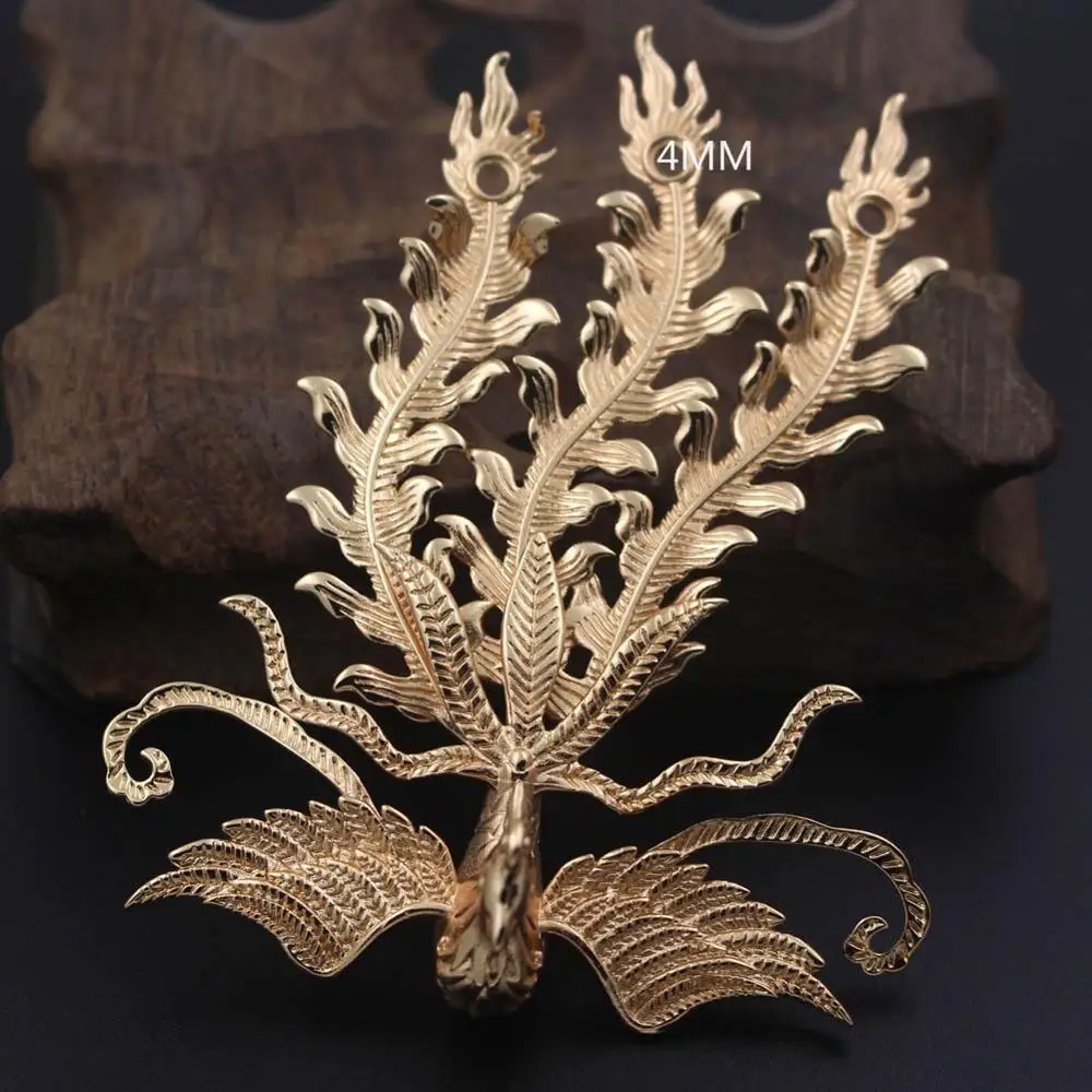 

6pcs Brass Casting Retro Loong Phoenix Dragon Chamrs Stamping Decoration Display Cameo Base Quality DIY Jewelry Accessories