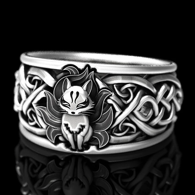 Huitan Viking Nordische Mythologie Riesenwolf Männer Ring Verteidigung Totem Wolf Mode Hip Hop Rock Unisex Fingerring Punk Geschenk