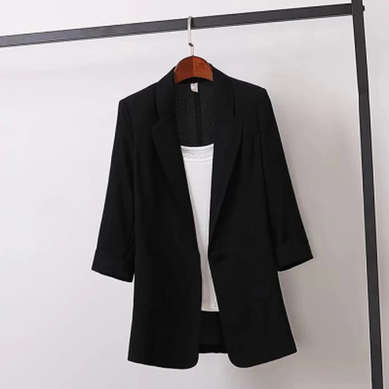 Casacos casuais coreanos para mulheres, blazers soltos para senhora do escritório, casacos extragrandes femininos, jaquetas básicas, 5XL, KE1130, verão, 2021