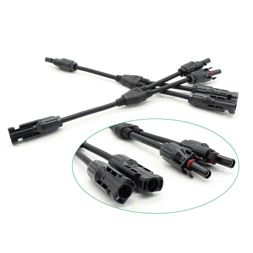 1 Pair Solar PV Branch Connectors Solar Energy Adapter Solar Panel T/ Y Branch Cable Splitter Coupler Combiner