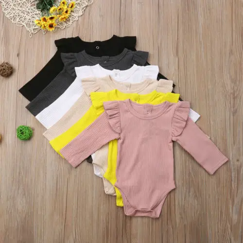 Warm Autumn Baby Boys Girls Bodysuit Solid Color Soft Cotton Jumpsuit Clothes Newborn Long Swings Sleeve Bodysuit Hot