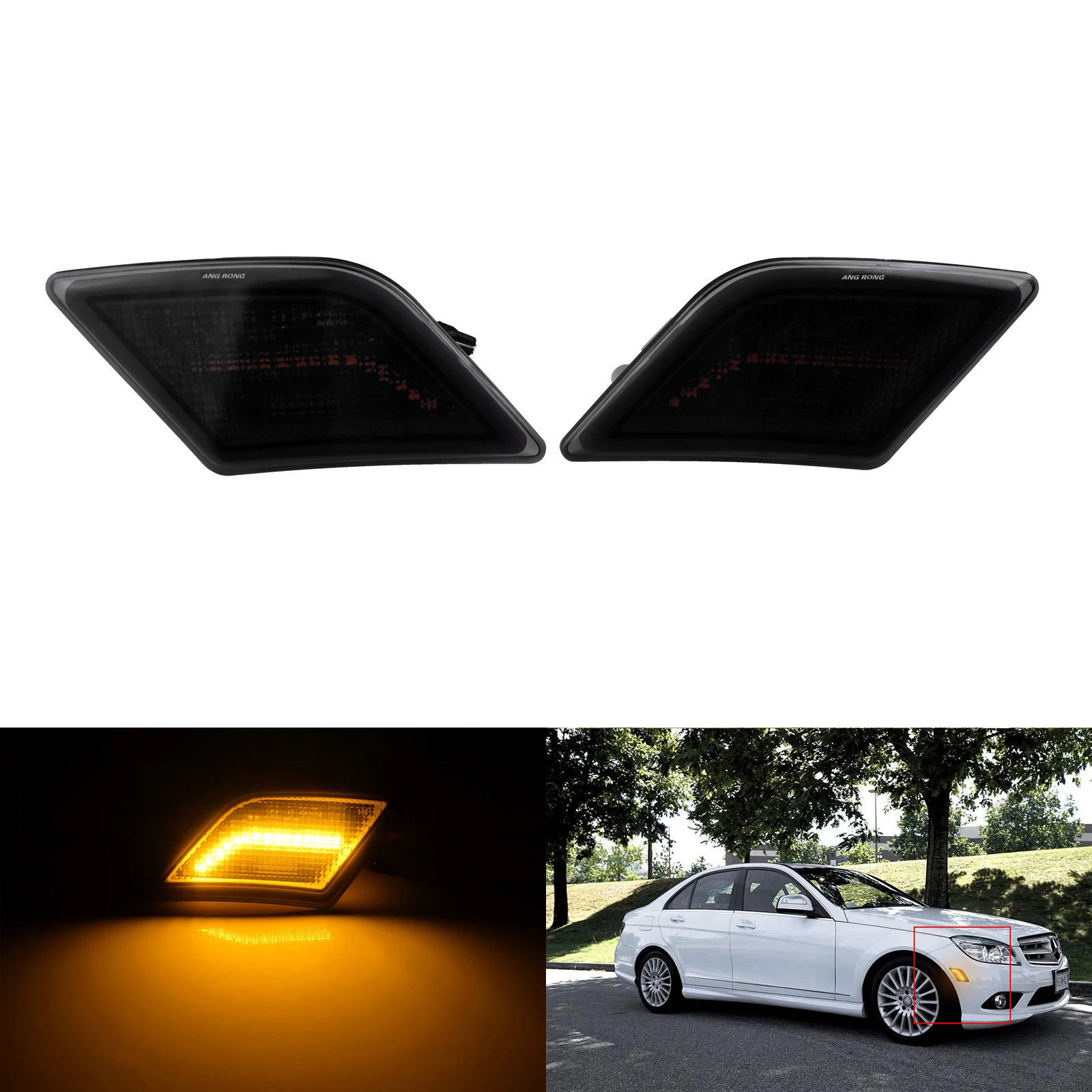 

2x Front LED Side Marker Signal Lights For Benz Mercedes W204 C200 C350 C63 AMG