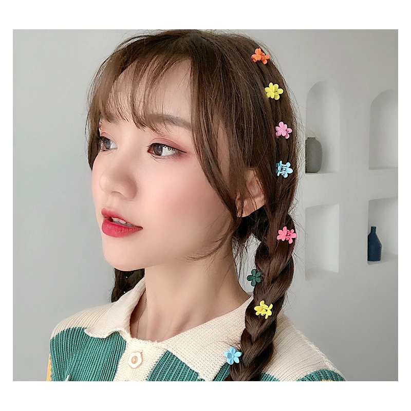 NEW 25Pcs/Set Candy Color Hair Claw  Mini Cute Clips Beads Hollow Plastic Hairpins for Girls Braids Fashion Simple Headwear