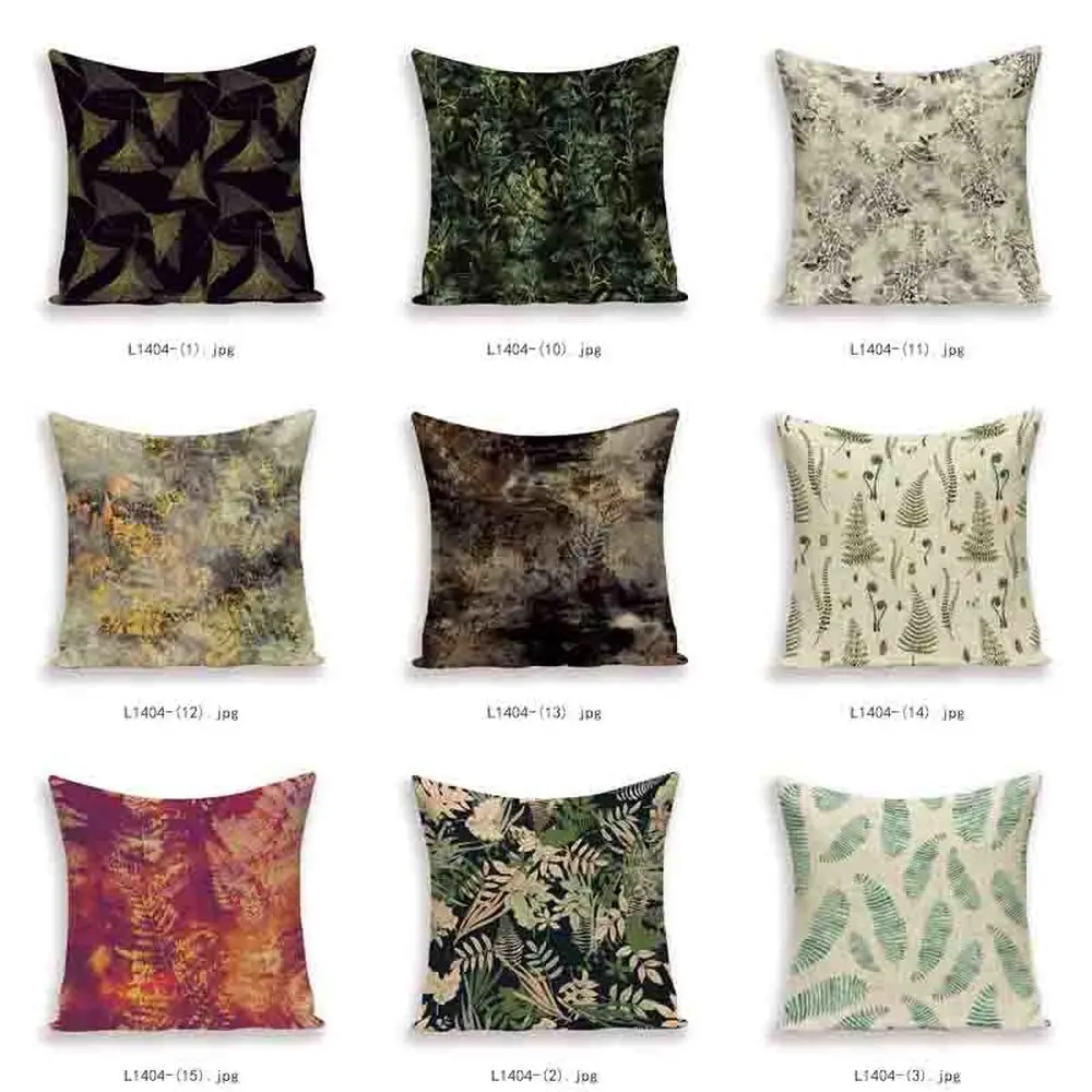 Abstract Retro Cushion Cover Leaf Jungle Throw Pillow Case Plant Linen Home Decorative Sofa Cushions Cover Cases Almofadas Cojin