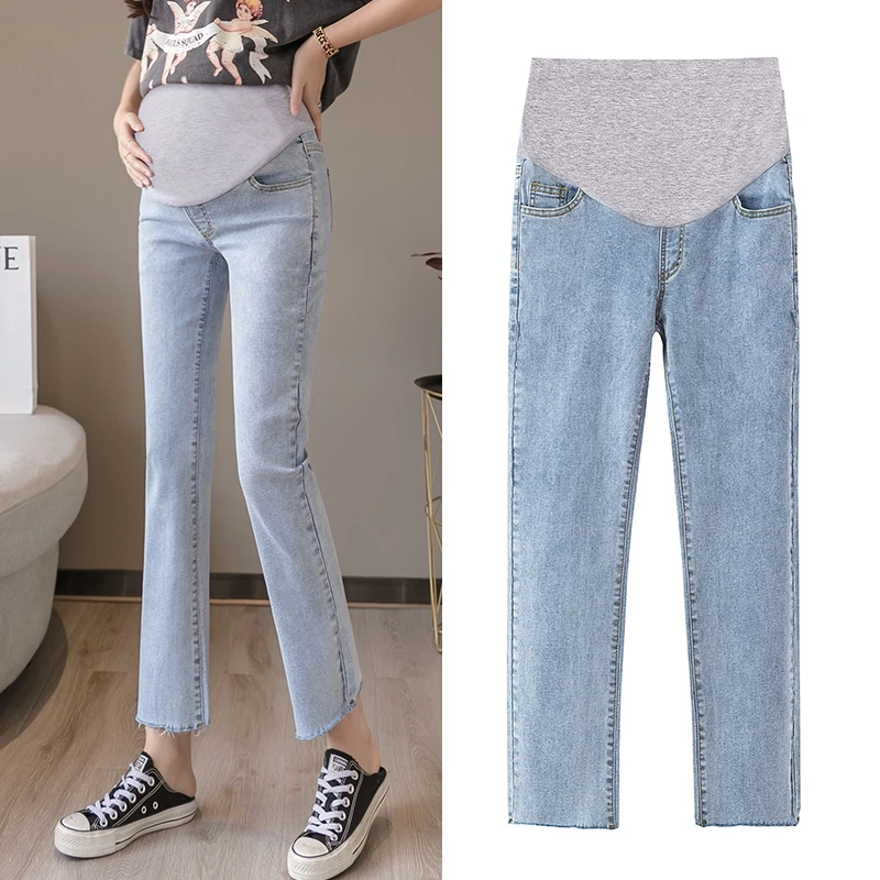 

Pregnant women's pants spring and autumn wear straight pants fashion jeans spring thin leggings fashion belly lift