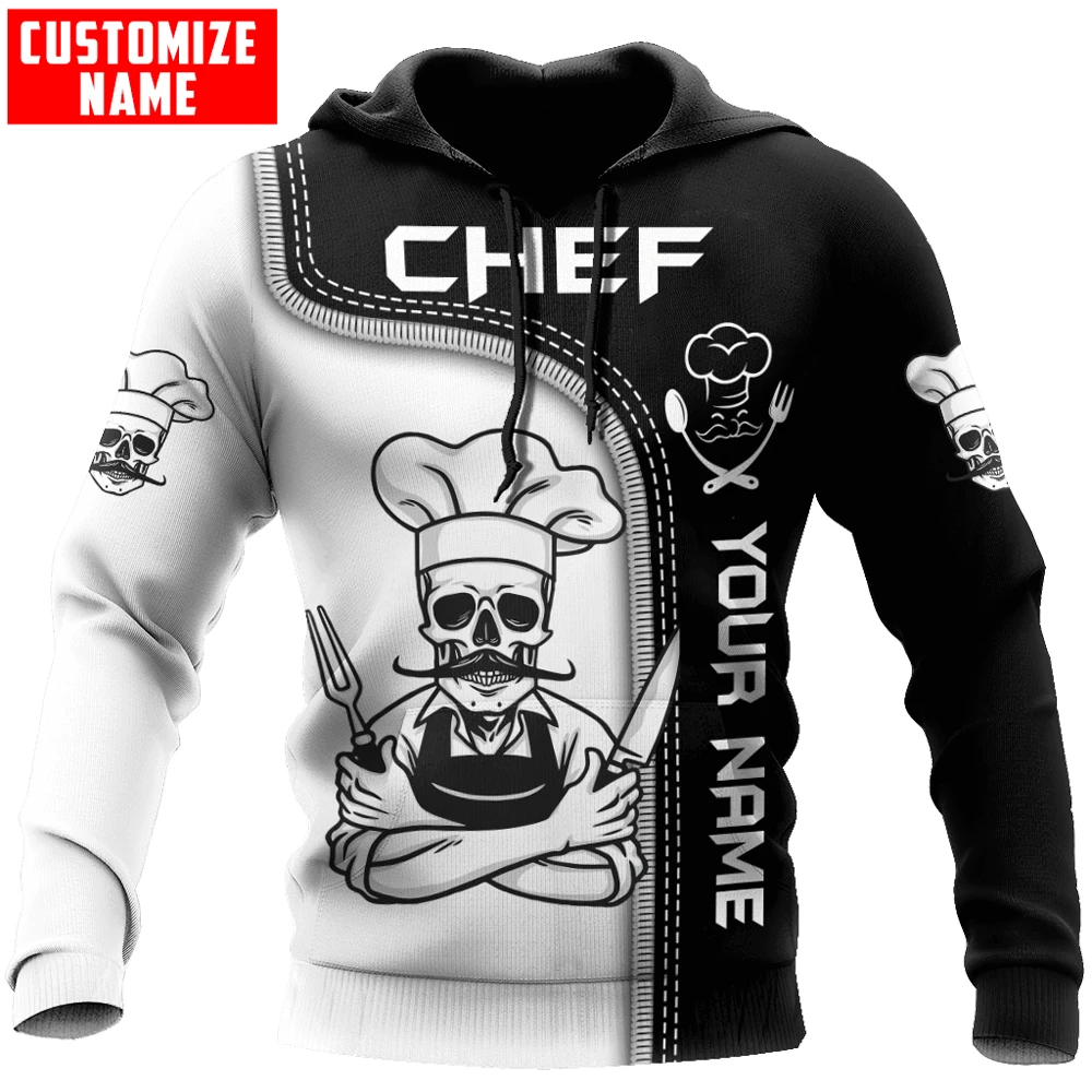 Custom Name skull Master Chef 3D full Printed Men Autumn Hoodie Unisex Hooded sweatshirt Streetwear Casual zipper hoodies DK397