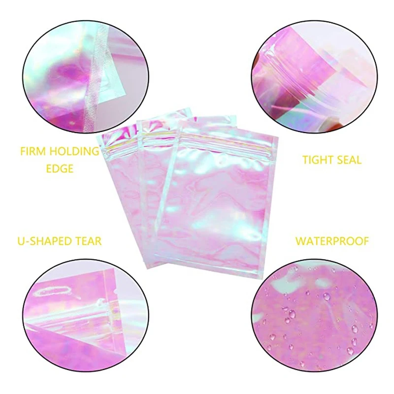 1000pcs/lot Resealable Smell Water Proof Bags Flat Ziplock Bag  for Party Favor Food Storage Gifts Bags Goodie Bag Rainbow Color