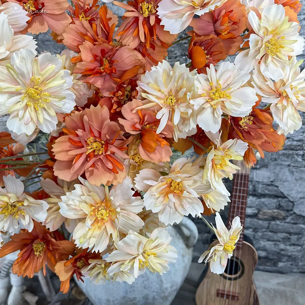 花の装飾用の乾燥した絹のようなヴィンテージの花のアクセサリー,3つの頭,秋の装飾を提供します