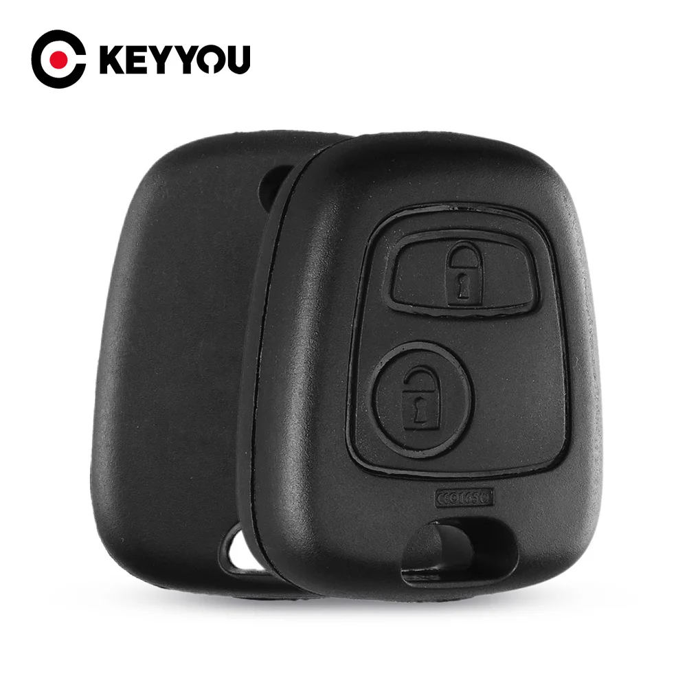 KEYYOU-carcasa de llave de repuesto para coche, mando a distancia con 2 botones, sin logotipo, para Toyota, Peugeot 107, 206, 207, 306, 407, Citroen