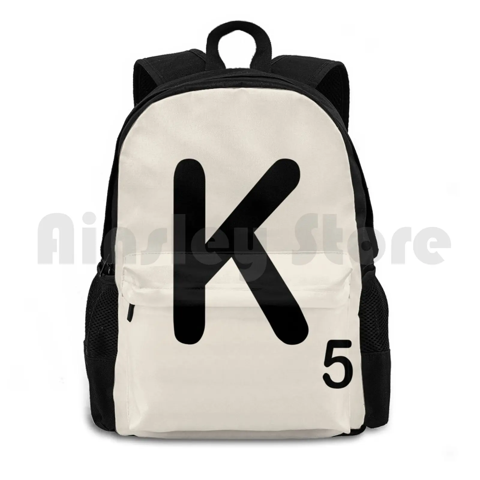 Scrabble Tile K Outdoor Hiking Backpack Riding Climbing Sports Bag Scrabble Tile Letter Letters Spell Geek Geeky Nerd Nerdy