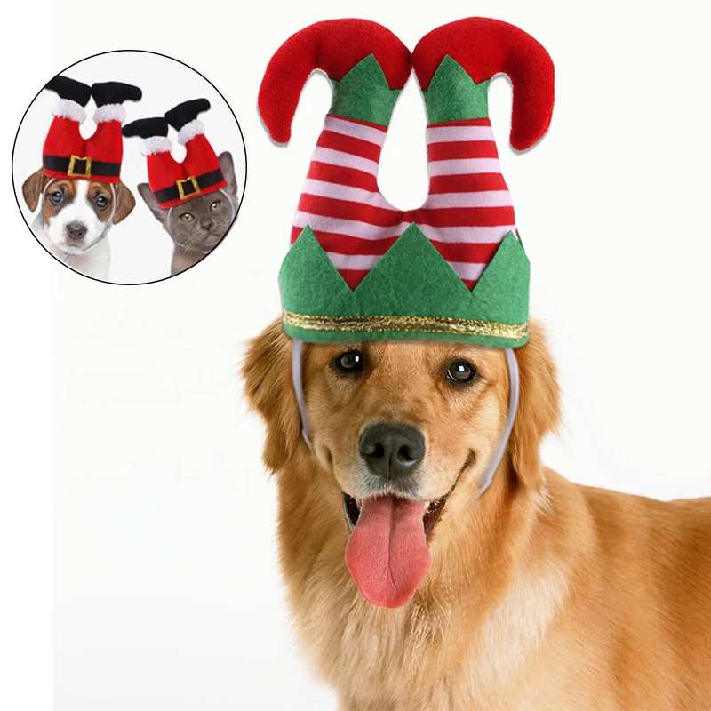 Christmas Candy Santa Claus Pet Hat for Cats Puppy Cosplay Hat Adjustable One Size Pet Accessories Personalized Dog Costume