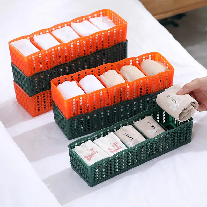 

5 Grid Plastic Underwear Storage Box Closet Organizer Drawer for Socks Boxers Briefs Bra Organizer for Travel In Stock