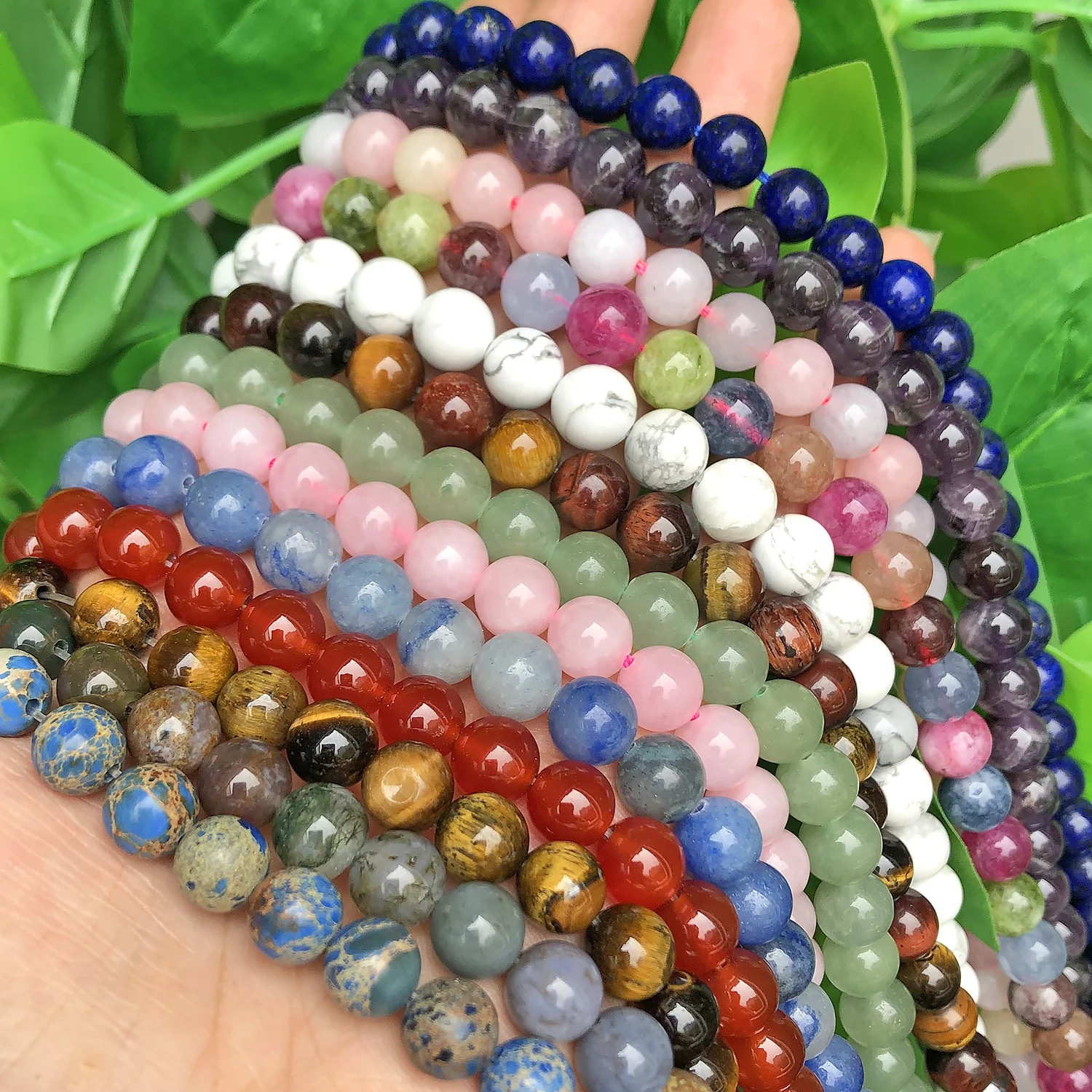 44 Style Natural Stone Beads 4 6 8 10 12mm Turuoqise Lapis Lazuli Amazonite Amethyst Round Beads for Jewelry Making Diy Bracelet