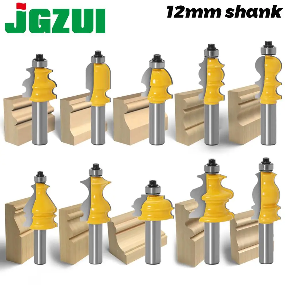 Architectural Moldagem Corrimão Router Bits Grupo Invólucro Base Linha Cnc Cortadores para Madeira Face Mill 12 mm Shank