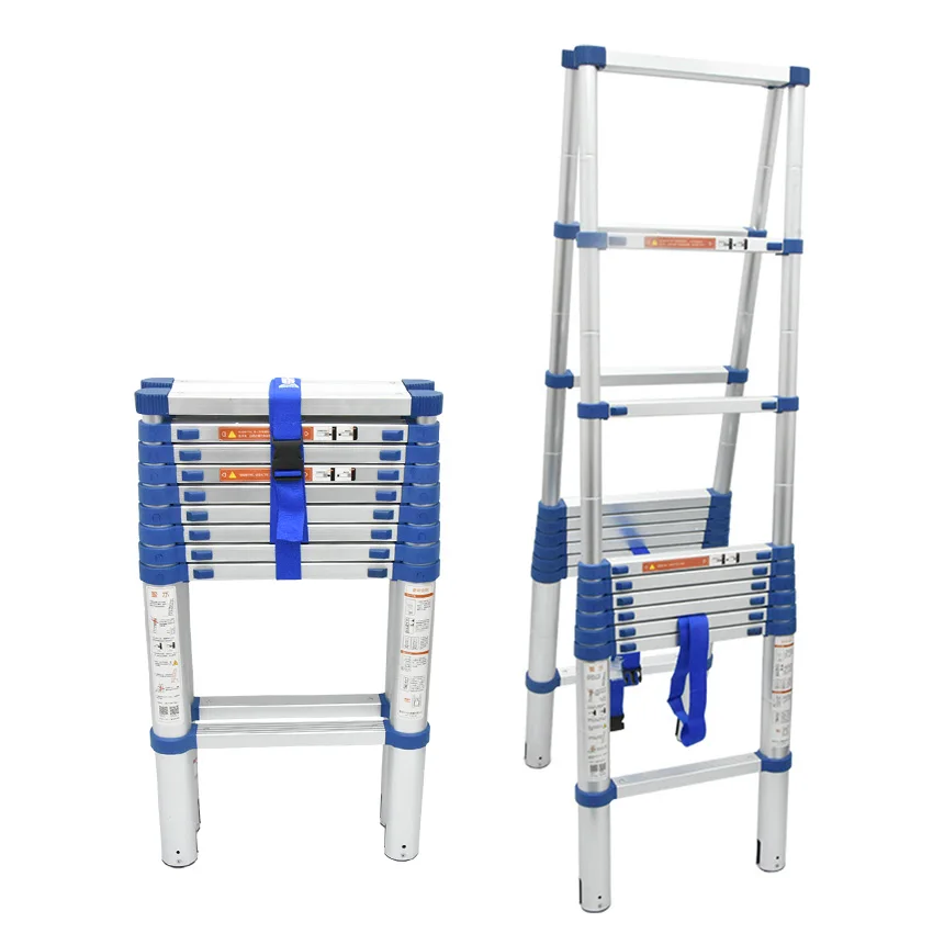 JJS511 High Quality Herringbone Ladder Portable Household Thickening Aluminium Alloy 10+10 Steps Telescopic Ladders(2.95M+2.95M)