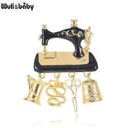 Wuli&baby Sewing Machine Tassel Winter Brooch Pins Coat Jewelry Badge Gift
