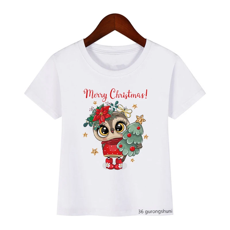 Nova chegada 2022 crianças camiseta pinguim dos desenhos animados natal impressão gráfica meninos/meninas t camisas universais bonito crianças camiseta topos