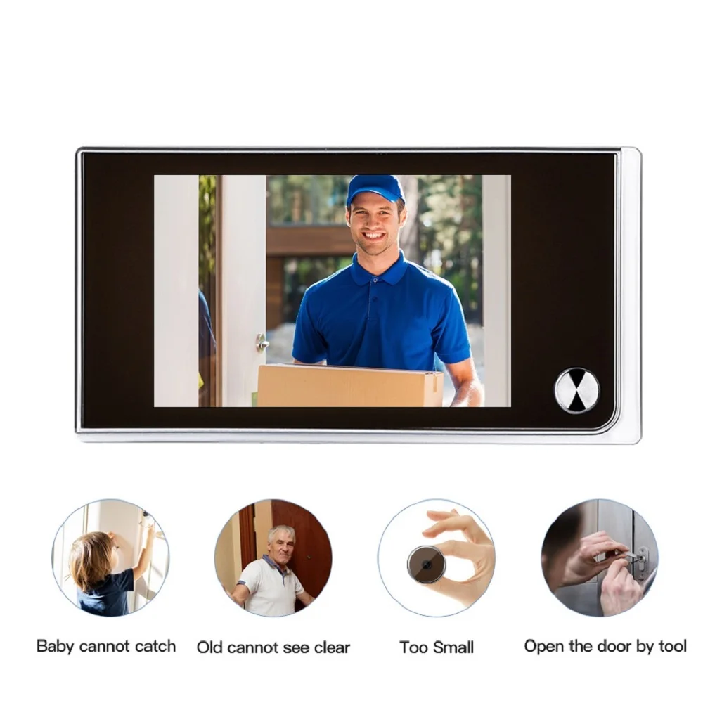 Top 3.5 Inch Video Doorbell 120 Degree Peephole Viewer Video Eye Door Bell Smart Home Outdoor Camera Monitor Visual Doorbell