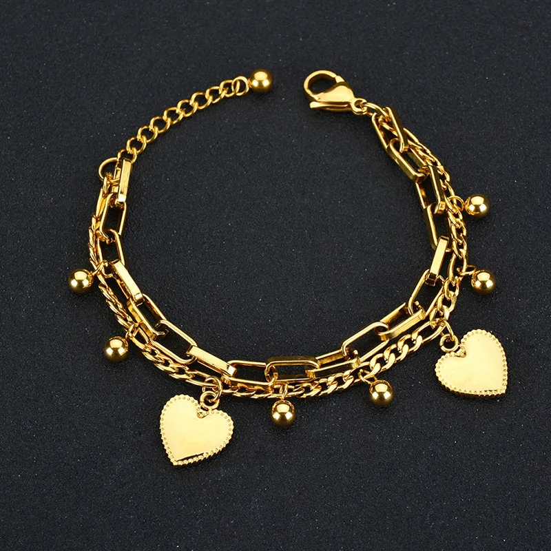 MEYRROYU Stainless Steel Gold Color Silver Color Heart Chain Bracelets 2021 Trendy For Women Men New Fashion Gift Party Jewelry