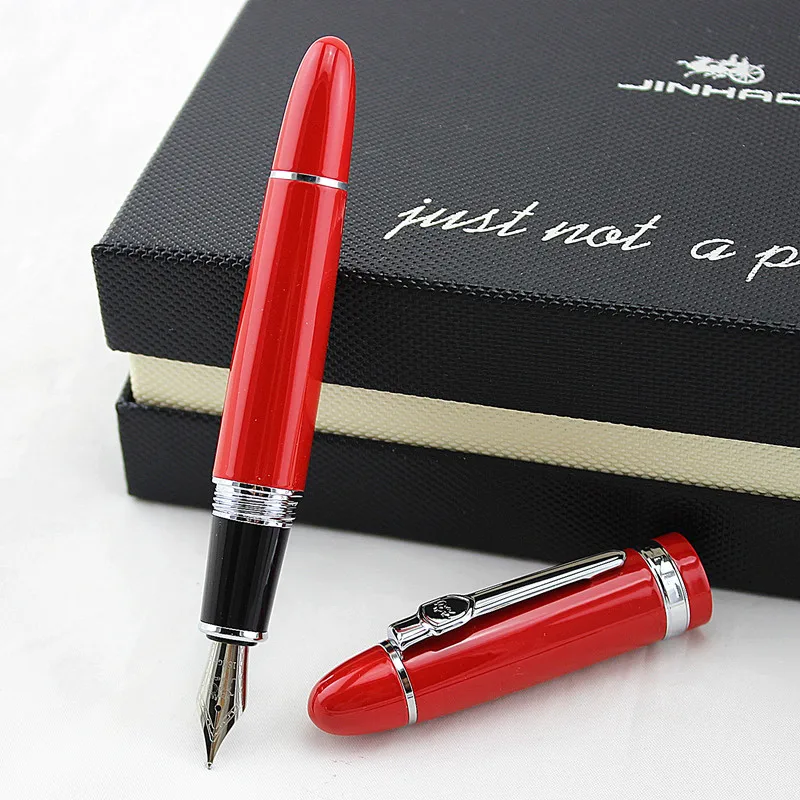 Jinhao 159 Fountain Pen Hadiah Set Mewah Bisnis Logam Stainless Steel Warna Klip Medium Nib Kantor Tanda Tangan Sekolah