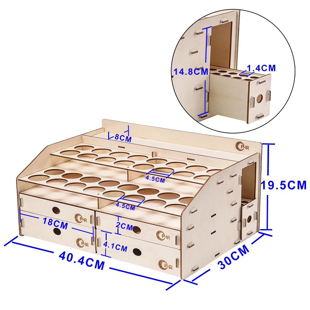 OPHIR Wooden Paint Rack Pigment Storage Drawing Tools Holder Paint Stand Organizer for Hobby Model Painting Inks MG062