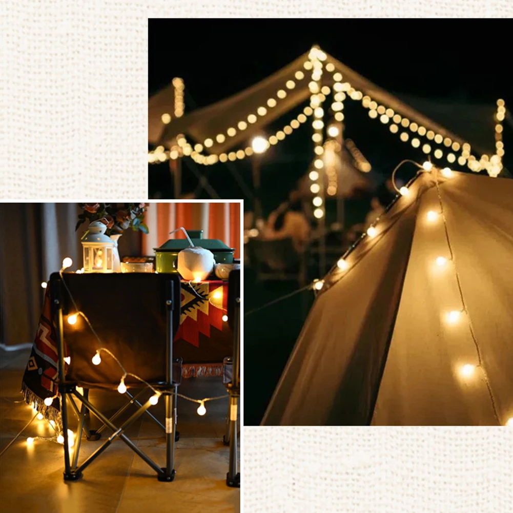 5M 10M Camping Tent Light Garland LED Ball String Lamp Bulb Fairy String Decorative Light for Home Wedding Party Yard Decoration