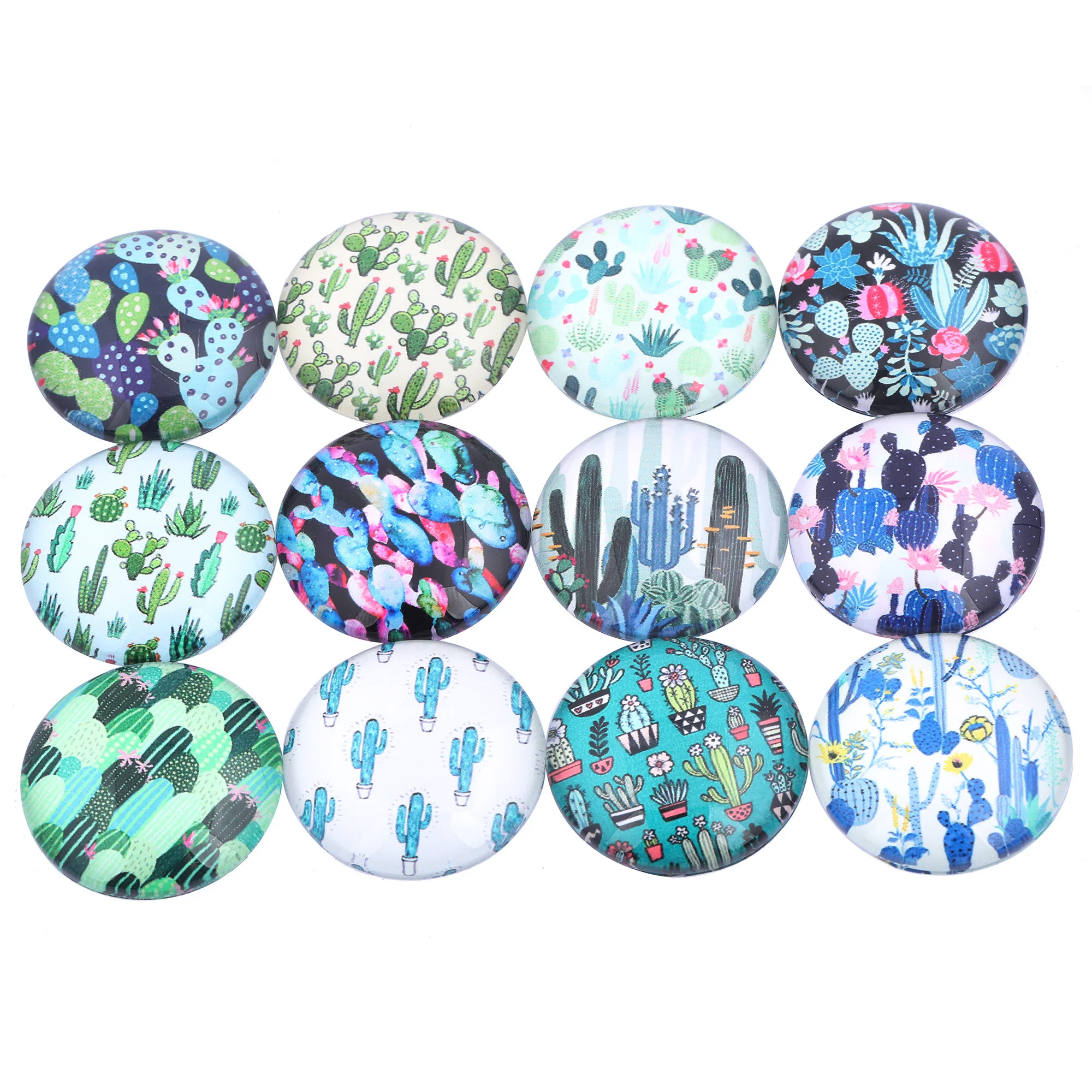 onwear mixed cactus pattern photo glass cabochon round 10mm 12m m14mm 16mm 18mm 20mm 25mm 30mm 40mm 58mm diy craft making