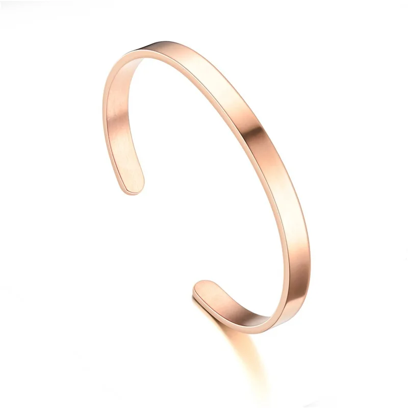 European and American Simple Smooth Gold Color Stainless steel Cuff Bracelets For Men and Women Jewelry Party Girl\'s Bracelets