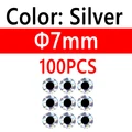 100 piezas de 7 mm plateadas