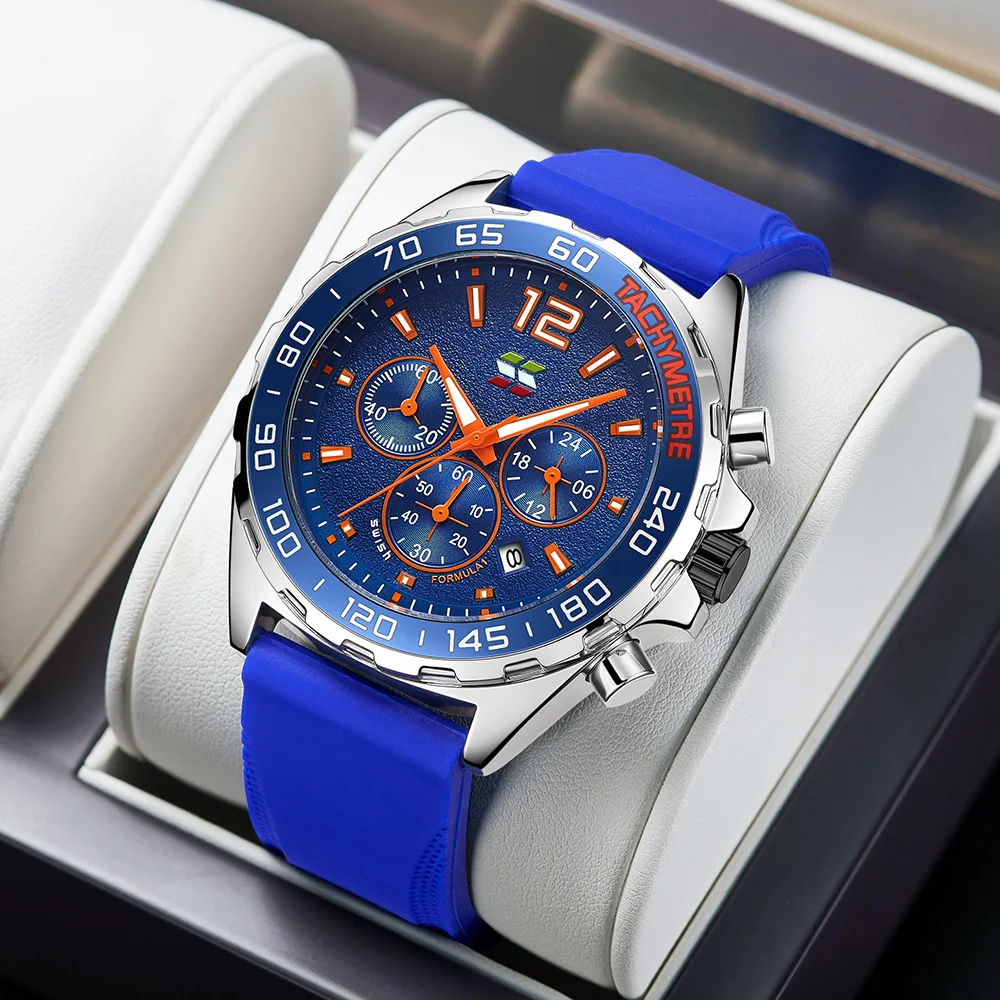 SWISH Green Blue Men Watches Sport Chronograph Wrist Watch Date Military Sport Date Clock Man Reloj Hombre Waterproof