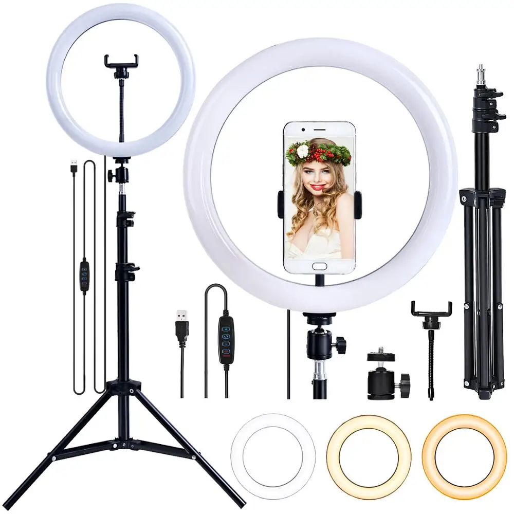 

Fusitu 10 inch Photography Light LED Led Selfie Ring Light Flash Ring lamp Video Dimmable Light With Tripod Phone Holder Youtube