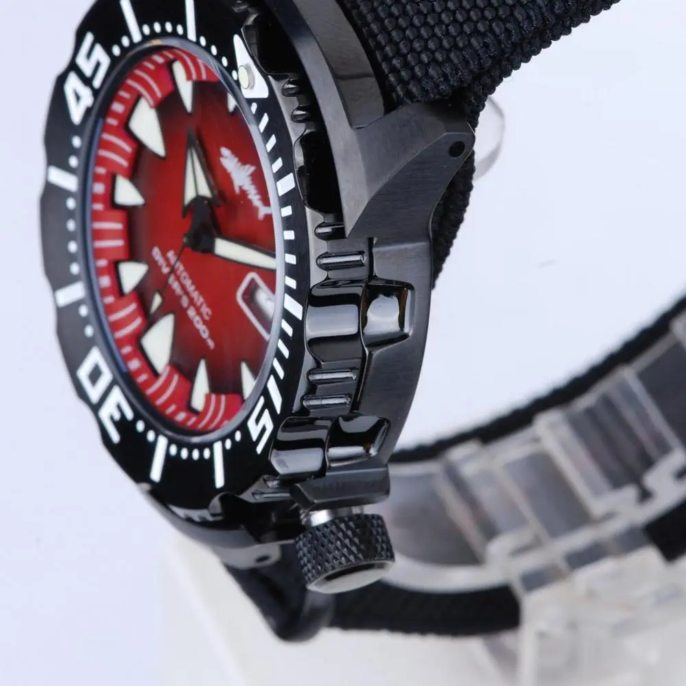 HEIMDALLR Мужские часы для дайвинга Мужские автоматические часы Спортивные 200 м Водонепроницаемые механические наручные часы C3 Светящееся сапфировое зеркало Черный