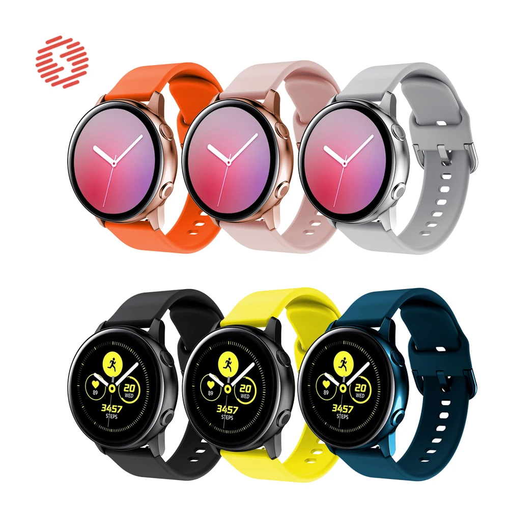 ShengOne-correa de fluoroelastómero para Samsung Galaxy Watch Active Galaxy, correa de silicona suave de 42MM para Gear Sport, 20MM de ancho