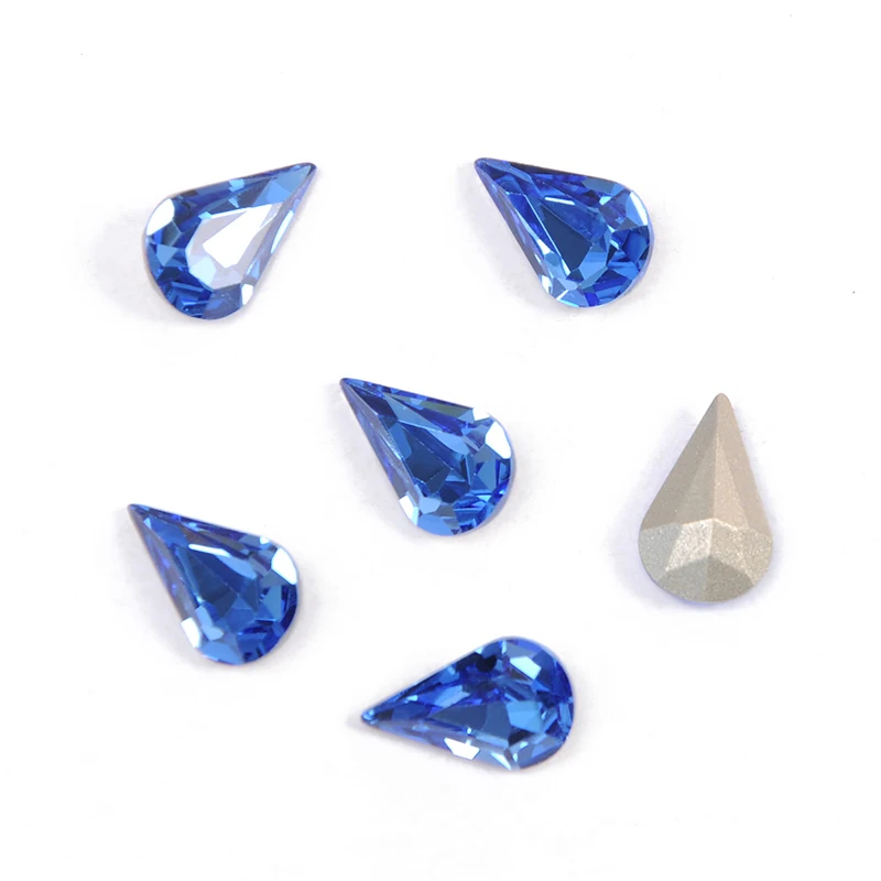 YANRUO 4300 Pear Shaped Glitter Strass Crystal Fancy Stones Craft Gems Point Back Sew On Rhinestones For Dress Decoration