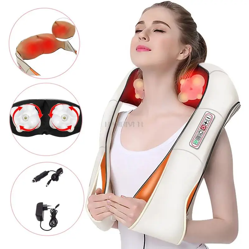 

U-shaped electric acupressure back shoulder body neck massager infrared heating kneading car home massager multifunctional shawl