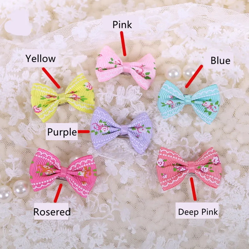 New Hairpin for Dogs Kitten Puppy Cute Cotton Bow Flower Barrette for Chihuahua Yorks Teddy Hiromi Hair Clips Pet Supplies