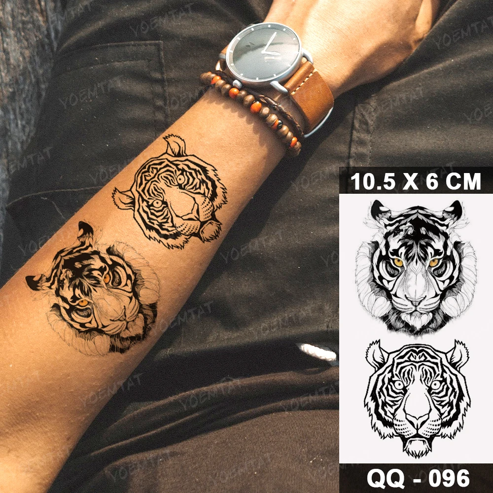 Waterproof Temporary Tattoo Sticker Clock Compass Ship Anchor Tiger Wolf Cool Flash Tatto Man Arm Body Art Fake Tatoo Woman Kids