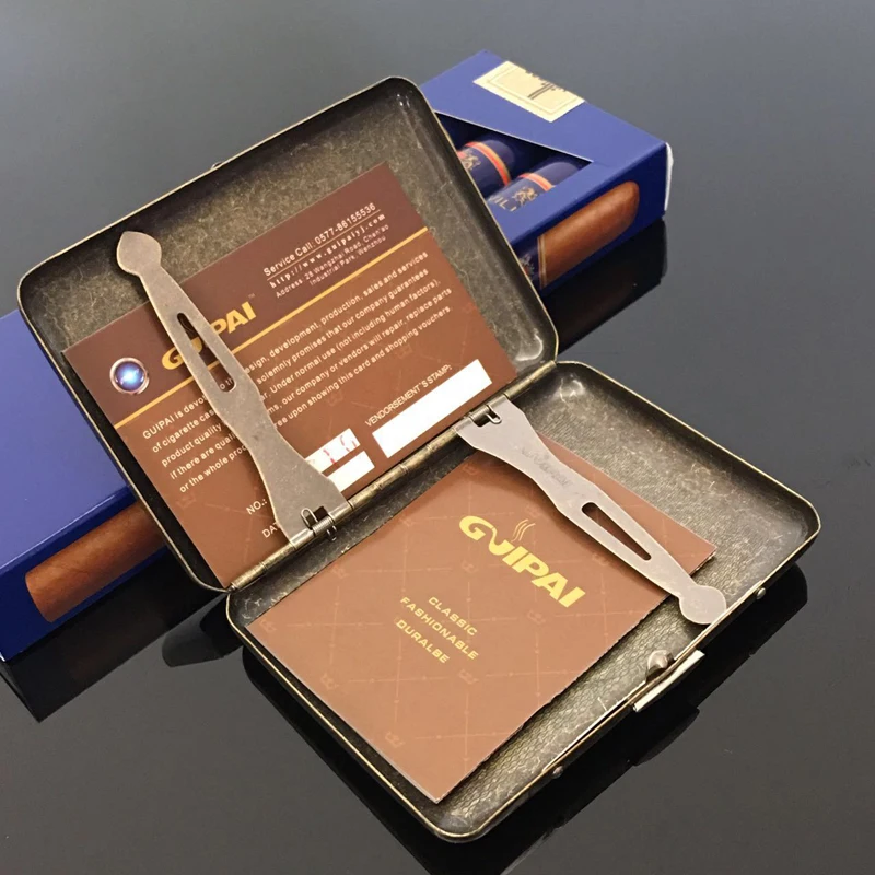 16pcs Cigarettes Classic Design Retro Brass Alloy creative storage case smoking accessories tobacco cigarettes box gift for man