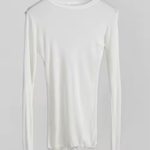 High Quality Plain T Shirt Women  Elastic Basic T-shirts Female Casual Tops Long Sleeve Sexy Thin T-shirt see through - Image 5