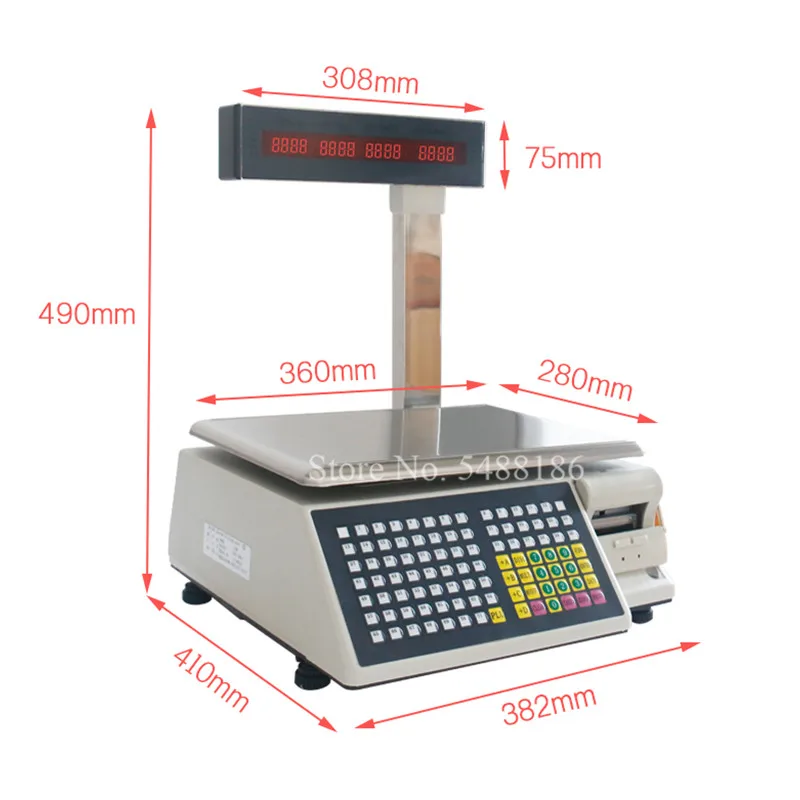 Label Printing Balance Cash Register Receipt Scale Label Printer Scale POS Retail Balance Scale with Printer