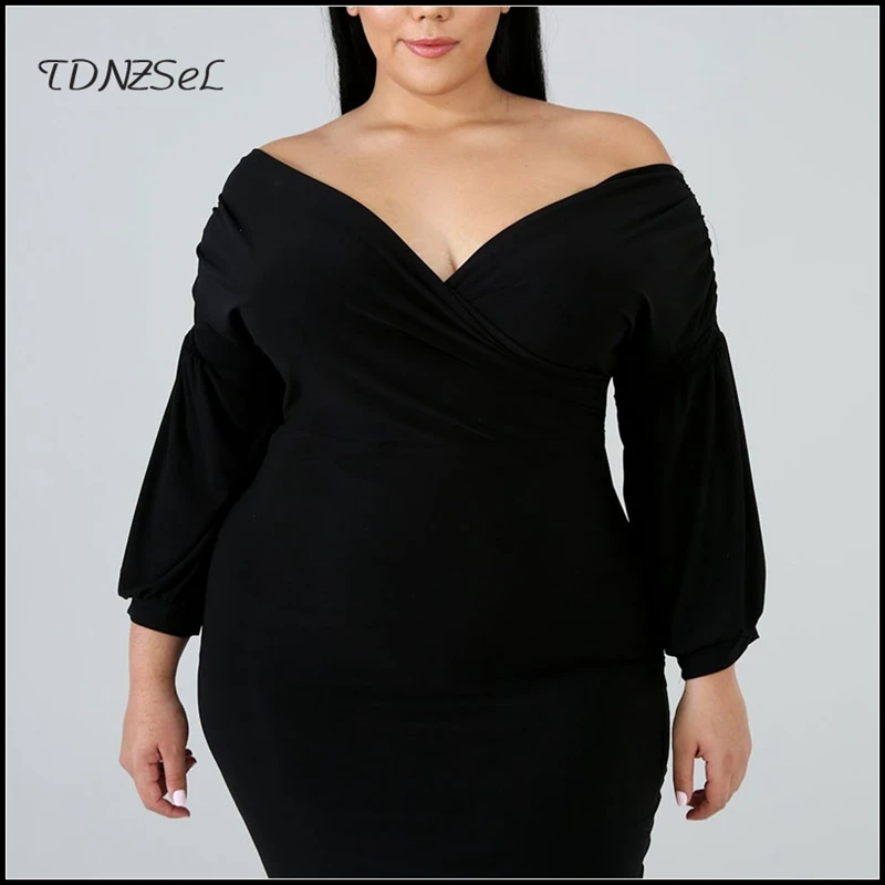 Thanh Lịch Plus Size Nữ Dài Tay Đầm Đen Ôm Sát Thun Gợi Cảm Mini Thời Trang Câu Lạc Bộ Đảng Nhà Thiết Kế Lò Xo tùy Chỉnh