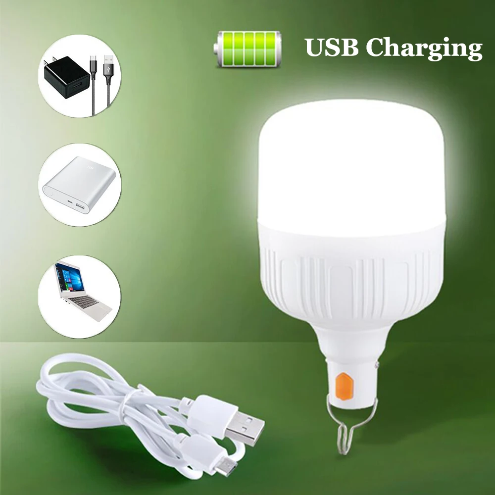 Lámpara LED móvil recargable por USB para exteriores, bombillas de emergencia, gancho portátil, luces de Camping, decoración del hogar, luz