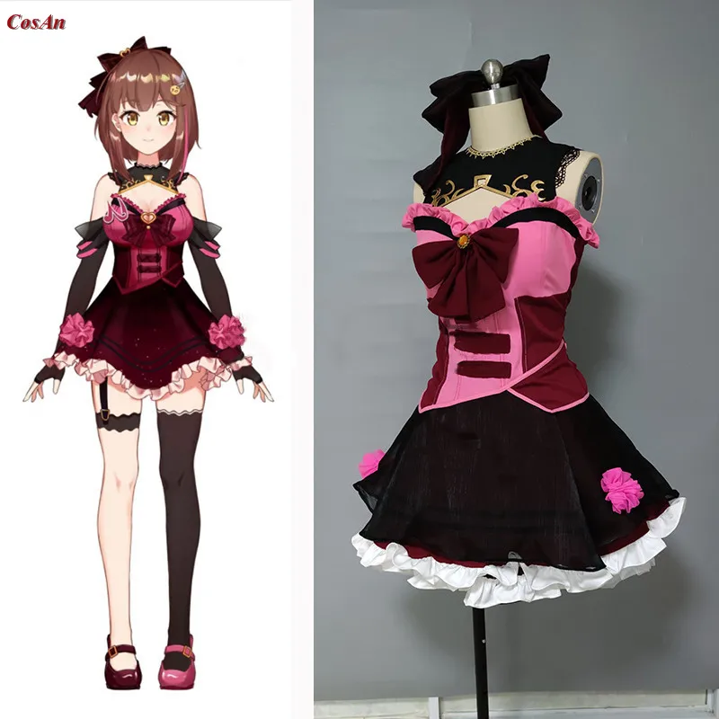 Anime VTuber Nanami Cosplay Costume Lovely Elegant Red Formal Dress Activity Party Role Paly Clothing High-End Custom-Make Any