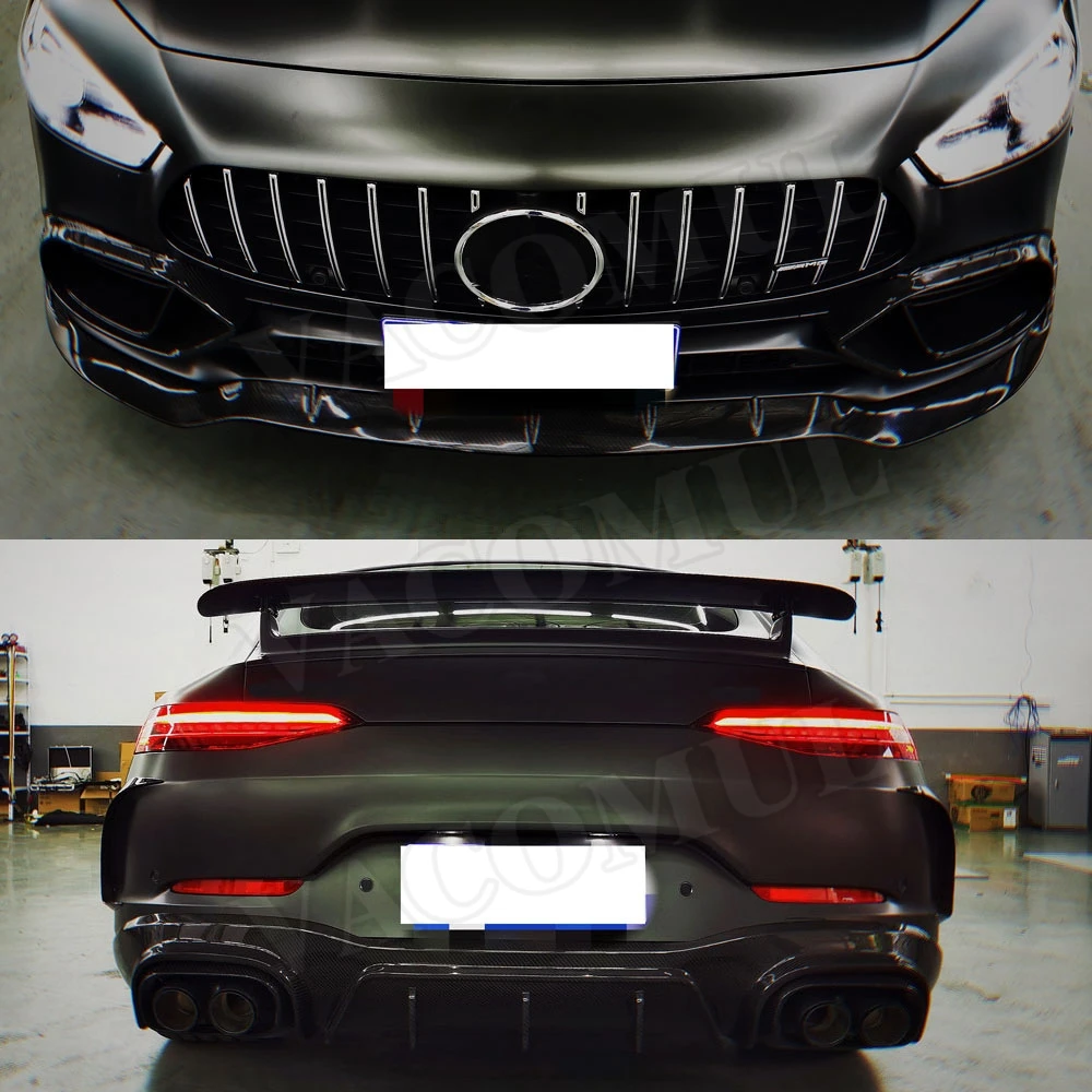 VACOMUL Carbon Fiber Front Lip Air Vent Trim Fender Cover Side Skirt Rear Diffuser Spoiler For Benz AMG GT43 GT50 GT53 2019-2023