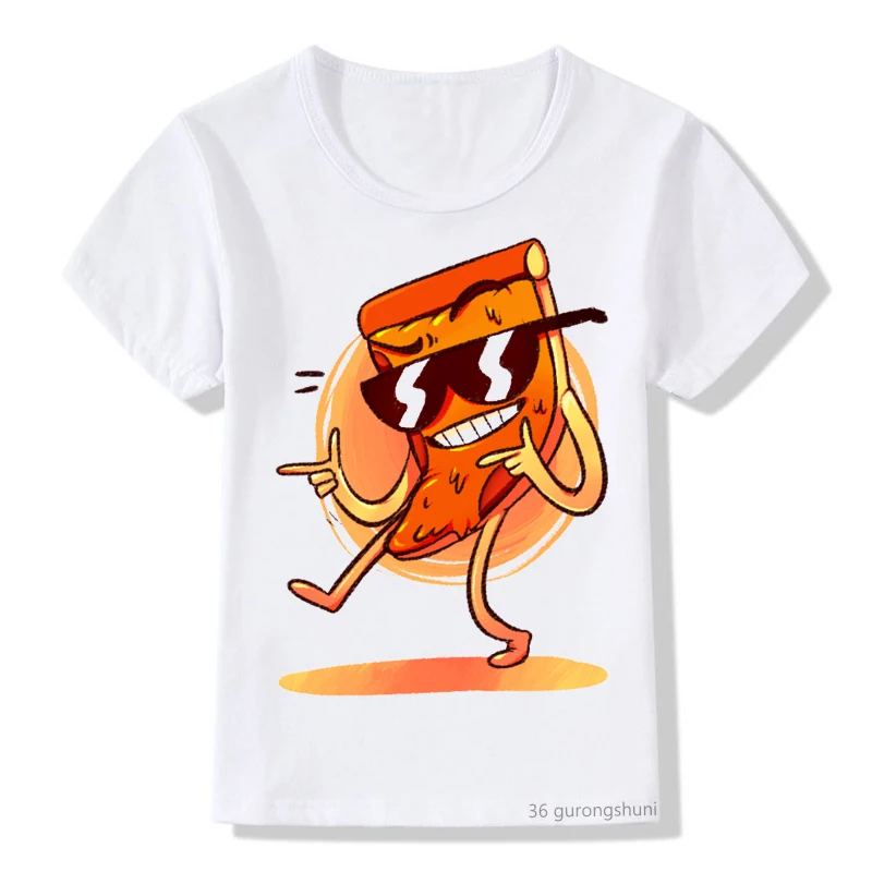 New style boys/girls t-shirt funny Pizza cartoon graphics kids t shirt boys toddler baby tshirt summer Children's clothing