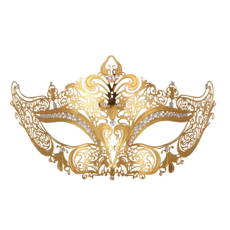 

Luxury Metal Diamond Mask Venetian High-End Gold-Plated Silver-Plated Mask Masquerade Party Props